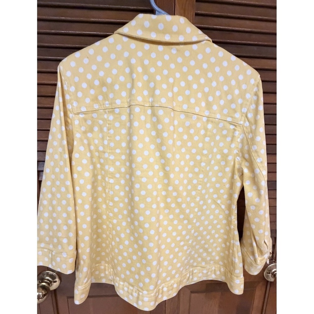 Christopher & Banks Yellow Polka Dot Jacket Large Retro Preppy Cottagecore - Picture 2 of 3